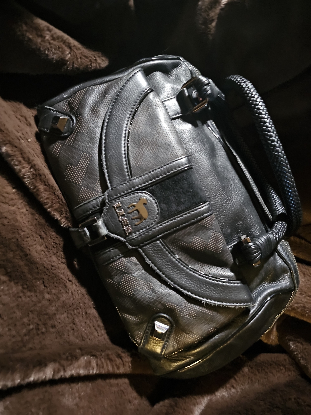 Vintage L.A.M.B. Gwen Stefani Black Leather Fia Satchel Bag